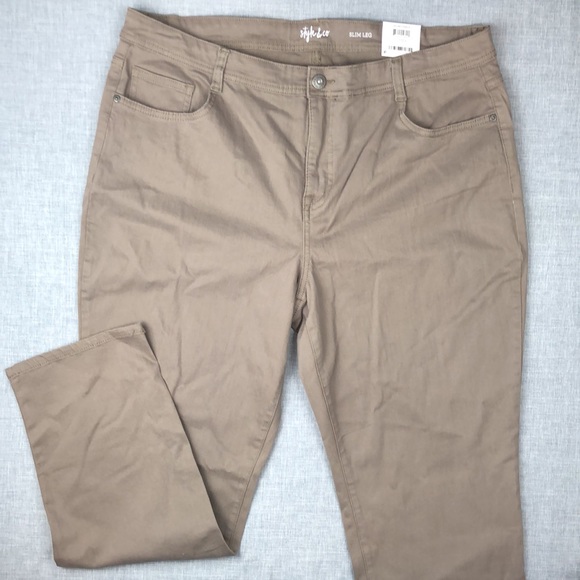 18W 24W Style & Co Light Brown Slim Leg Jeans Plus - Picture 2 of 6